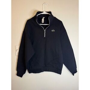 Alo Accolade 1/4 Zip Pullover Size S Black NWT $148 MSRP Unisex Sizing